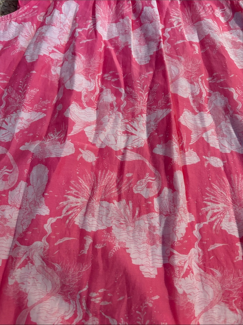 LoveShackFancy Girls Pink Cotton Silk Blend Mermaid Print Lou Dress Size 4 5 - Picture 4 of 9